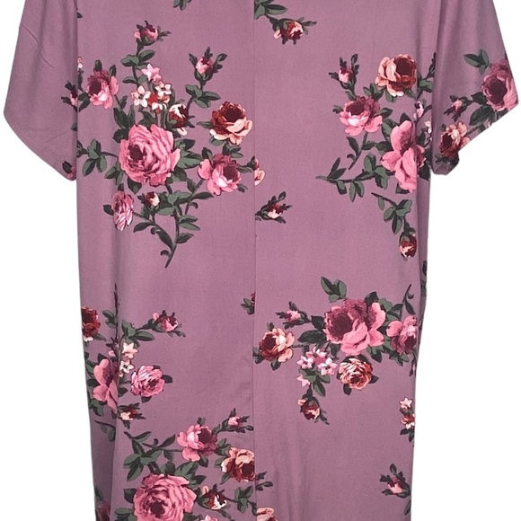 Joe Boxer A-Line Dress 2X Floral Print Lavender Keyhole Neck V-Neck Short Sleeve - Picture 5 of 9